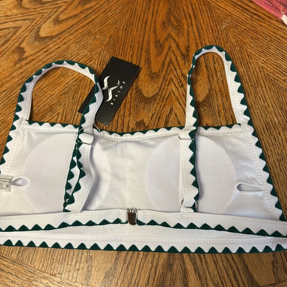 NWT L GREEN FLORAL VERY SEXY HIGH SIDES SQUARE TOP 2-Piece bikini - Picture 6 of 6